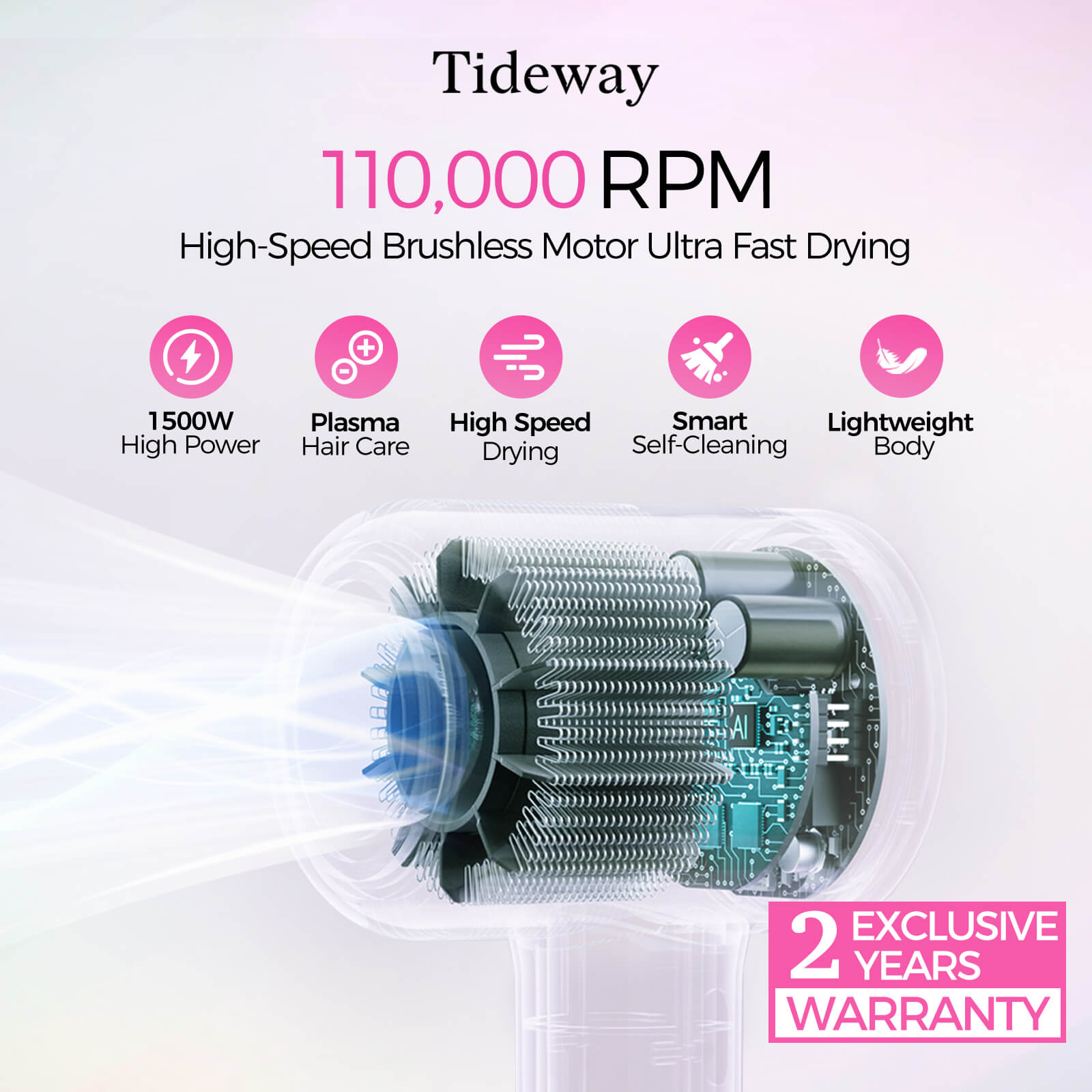 Tideway AURA Edition H11 High-Speed Hair Dryer | Barbie Pink