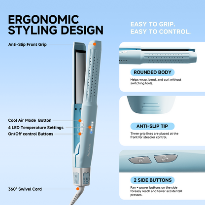 Tideway 360°Airflow Styler Hair Straightener and Curler with Ionic Smoothing
