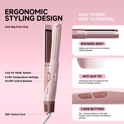 Tideway 360°Airflow Styler Hair Straightener and Curler with Ionic Smoothing